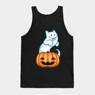 Cat Ghost and Pumpkin Tank Top